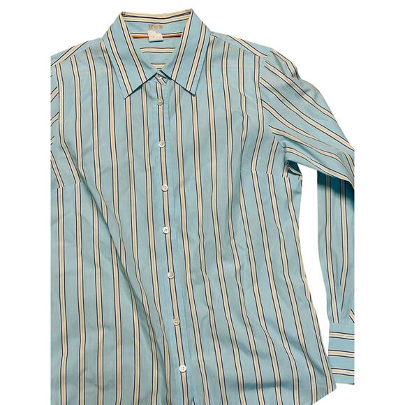 J.Crew Everyday Cotton Shirt Womens Medium Blue Striped Slim Fit - Picture 7 of 8